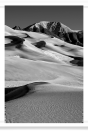 Dune Ripples with Mountain Backdrop BW